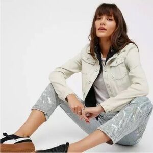 Free People Layered Hooded Distressed Jacket